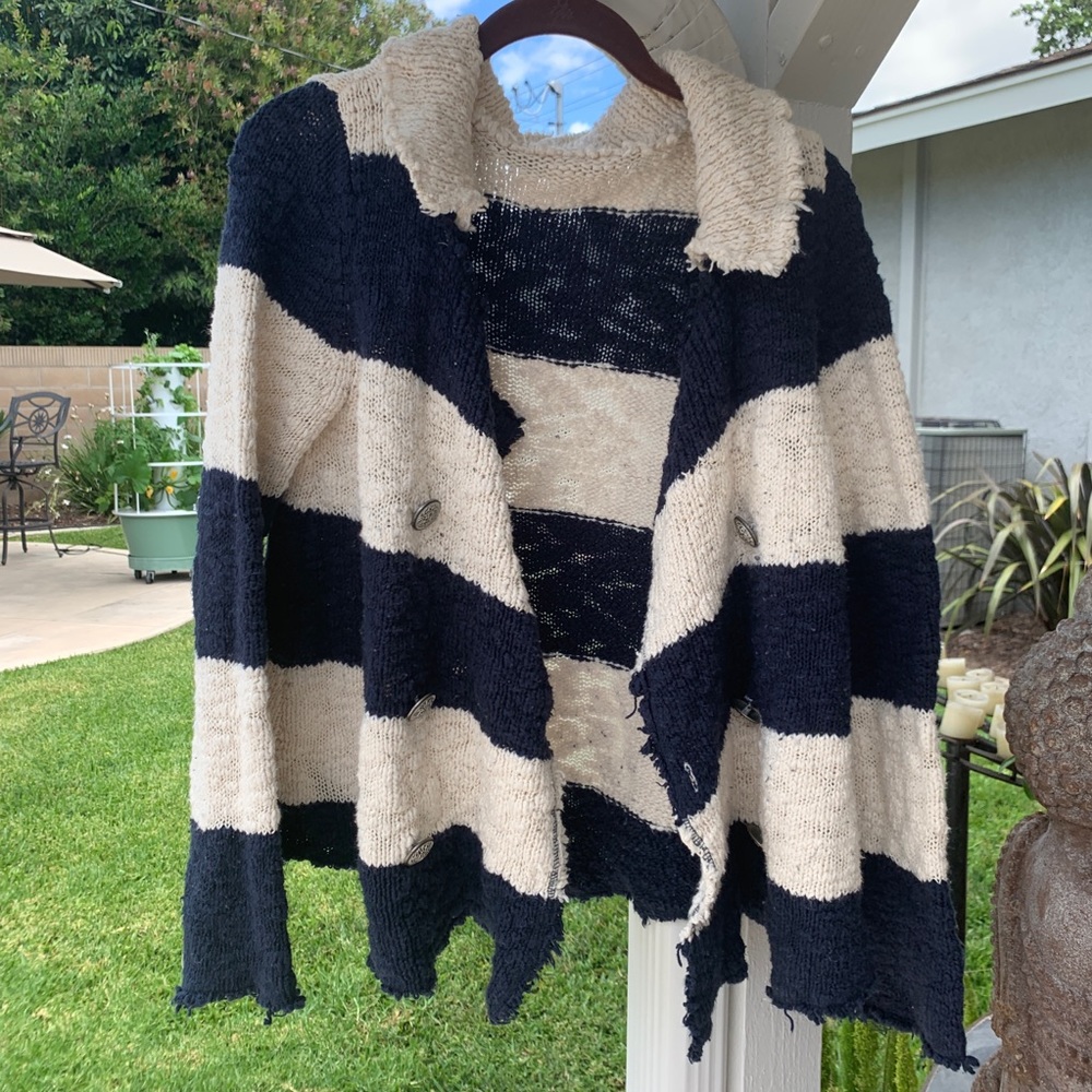 Free People Striped Knit Cardigan Sweater